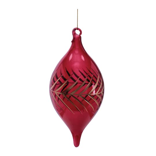 Melrose Red & Gold Ball & Finial Glass Ornaments Set